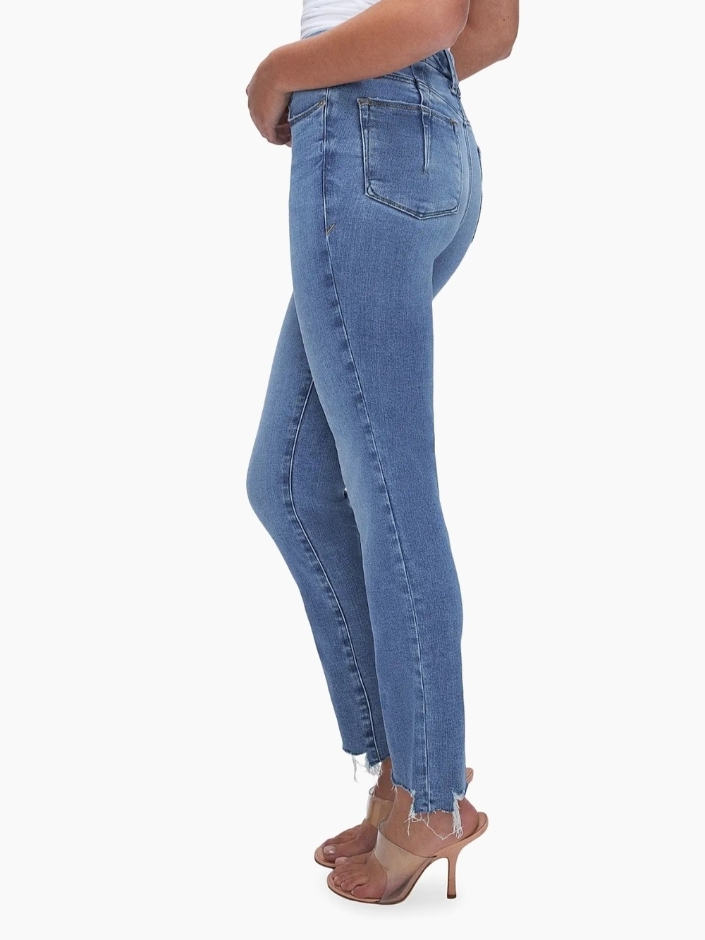 NEW!! Good American 'Good Legs Straight' Mid-Rise Straight Jeans Light Blue,NWT - Picture 3 of 4